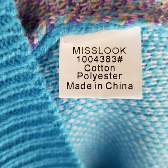 Misslook Pastel Sweater Long Sleeves Purple Blue Chevron Retro Style Size Medium - Picture 4 of 9